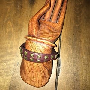 Brown Leather Wrap Bracelet w/ Brass Studs